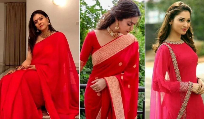 पारंपरिक भारतीय परिधान में तैयार महिला, हल्के रंग की साड़ी पहने, न्यूड मेकअप और सिंपल ज्वेलरी के साथ नवरात्रि पूजा के लिए तैयार।