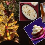 नवरात्रि 2025 के पहले दिन मां शैलपुत्री को अर्पित किए जाने वाले सफेद मिष्ठान - मखाने की खीर, मलाई लड्डू और कलाकंद सजाकर पूजा के लिए तैयार।