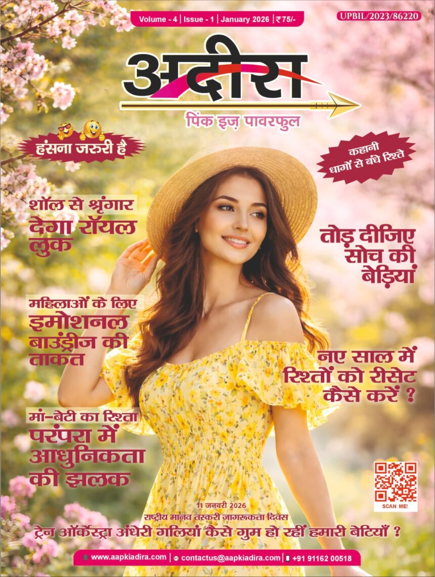 अदीरा जनवरी अंक का कवर, नई शुरुआत और नारी शक्ति की थीम के साथ