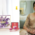 Meera Kulkarni with Forest Essentials luxury Ayurvedic skincare products.
