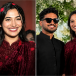 Kerala content creator Harsha Pathu in a minimalist bridal look with her husband during their wedding ceremony.