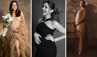 Bollywood celebrities showcasing stylish maternity fashion in elegant pregnancy photoshoots