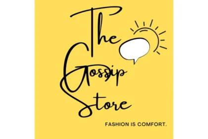 The Gossip Store logo with a yellow background and the tagline “Fashion is Comfort.”