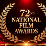 72nd National Film Awards 2026 ceremony graphic with golden laurel and award stage