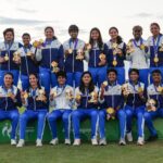 Indian women’s cricket team posing with gold medals after winning the Asian Games 2026 final