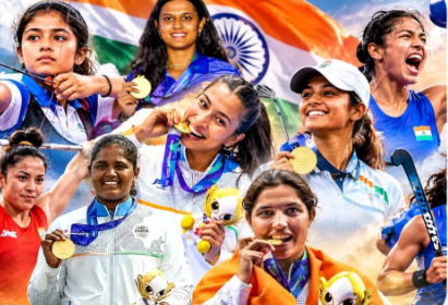 Indian women athletes celebrating their gold medal victories at Asian Games 2026